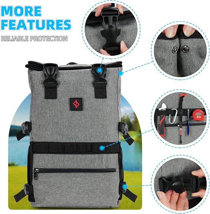 zazzy Smell Proof Bag with Combination Lock, Weather Resistant Lockable Smell Proof Backpack, Expandable Backpack Grey - Image 5