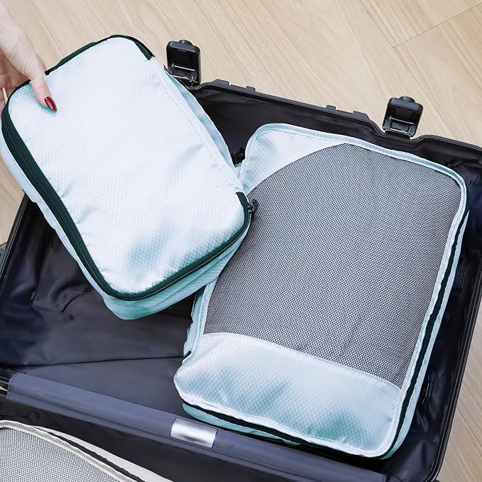 Toncoke 8-Piece Packing Cubes for Travel, 2026 Upgraded Durable Zippers & Reinforced Mesh, Complete Luggage Organizer Set with Shoe/Toiletry/Laundry Bags, 4 Sizes for Suitcase, Men Women, Lake Blue - Image 8