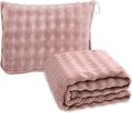 Soft Cozy Travel Blanket for Airplane Train and Car, Dusty Pink | Lightweight, Blanket or Pillow 2 in 1, Compact with Portable Bag Pillowcase, with Luggage Sleeve and Backpack Clip by SOCHOW