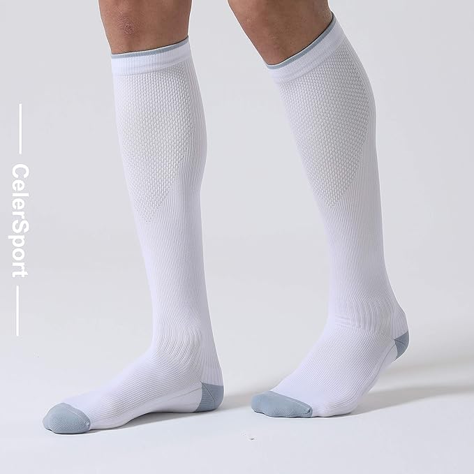 CS CELERSPORT 3/4 Pairs Compression Socks for Men Women Size 6-12 | Knee High Support Socks for Running Nurses Pregnancy Travel Daily Wear - Image 5