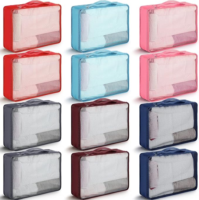 Tudomro 12 Pcs Large Packing Cubes Luggage Organizers for Suitcase Mesh Travel Organizer Bags Travel Packing Organizers for Traveling Camping Hiking by Tudomro