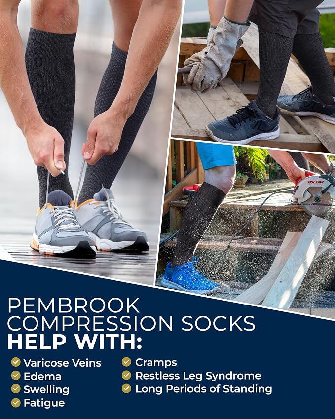 Pembrook® Light Compression Socks for Men & Women - 3 Pairs | 8-15 mmhg Compression Dress Socks for Men | Support Socks - Image 4
