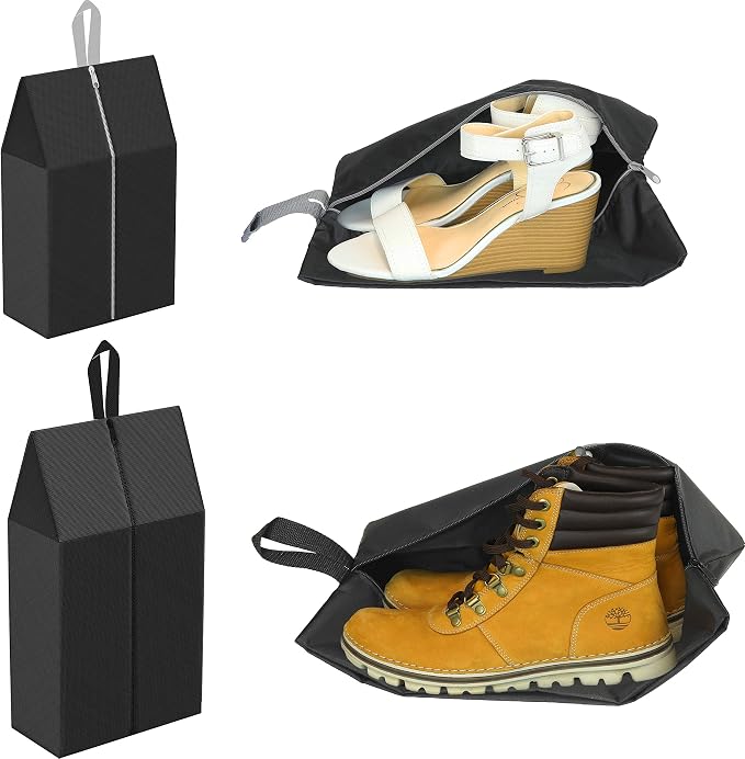 Simple Houseware Travel Shoe Bags, Set of 4 Waterproof with Zipper, Black by SimpleHouseware