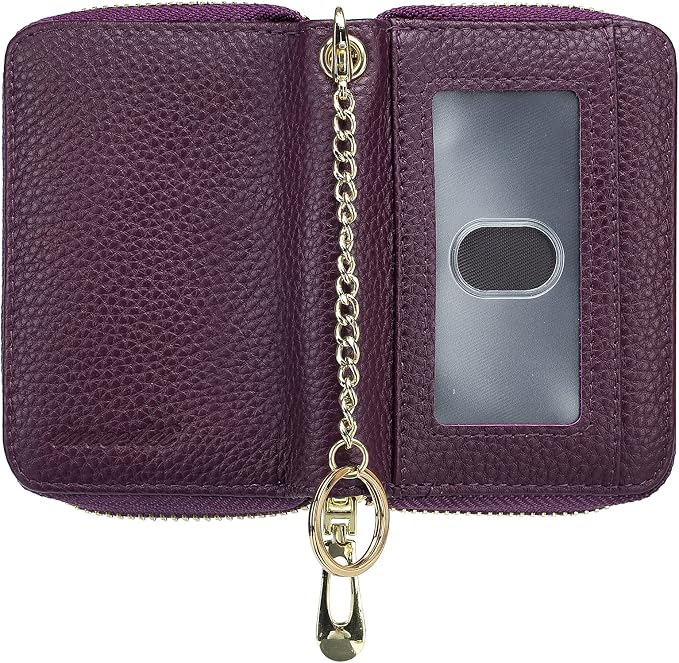 imeetu Rfid Credit Card Holder, Businese Card Case, Wallet for Women Men | Genuine Leather Card Wallet with id Window, Keychain & Double Zipper, Water-resistan Small Wallet with Gift Box, Daily Travel - Image 2