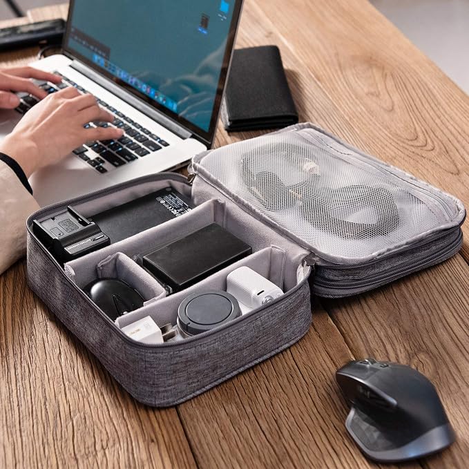 SELLYFELLY Electronic Bag Travel Cable Accessories Bag Waterproof Double Layer Electronics Organizer Portable Storage Case for Cable, Cord, Charger, Phone, Adapter, Power Bank, Kindle, Hard Drives - Image 7