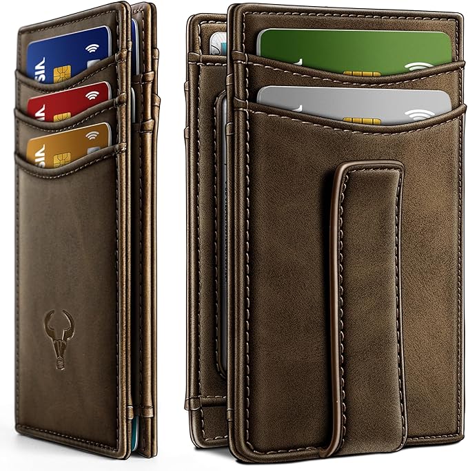 BULLIANT Magnetic Slim Leather Pocket Wallet Money Clip For Men 12Cards | RFID Blocking | Easy Access | Gift Boxed by BULLIANT