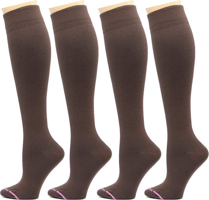 Dr. Motion 4 Pairs Therapeutic Graduated Compression Women's Knee-hi Socks by Dr.+Motion