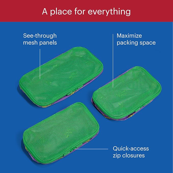 Away Toy Story 5 Kids Packing Cubes Set of 3, Travel Organizers | Medium & Wide Packing Cubes, Water-Repellent Nylon with Mesh Tops, Space-Saving for Kids Carry-On, Buzz Lightyear Purple - Image 3