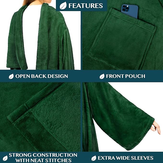 PAVILIA Wearable Blanket with Sleeves for Adult Women Men, Cozy Fleece Warm Wrap Throw with Arms, Gifts for Christmas, Wife - Image 2