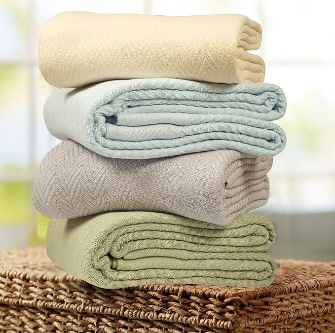Threadmill Luxury Cotton Blankets for Queen Size Bed | All-Season 100% Cotton Queen Size Blanket | Herringbone Cozy, Soft Breathable Fall Thermal Blanket fits Full Size Bed | Tusk White | 100% Cotton, Herringbone Pattern, 90x92 in, Breathable, Moisture... - Image 9