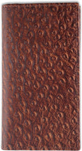 F&L CLASSIC Men's RFID Vintage Look Genuine Leather Long Bifold Wallet Checkbook Wallets,ostrich print brown,240-51 by FLCLASSIC