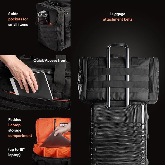 45L 22" Sports Equipment Duffle Bag with 3 Adjustable Dividers | 10 Compartments, Padded Dividers & Laptop Pocket for Soccer, Basketball, Baseball, Gym, Training, Travel & Sports Gear - Image 3