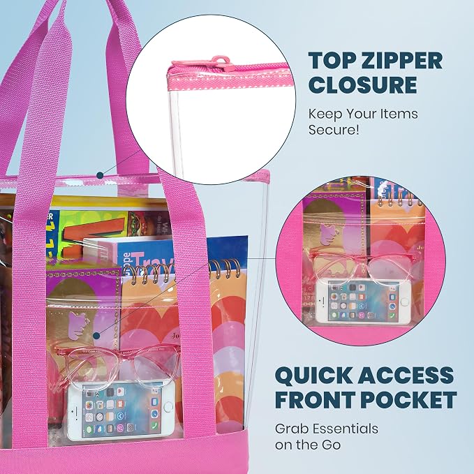 Handy Laundry Clear Tote Bag - Zipper Closure, Long Shoulder Strap, Fabric Trimming. - Image 4