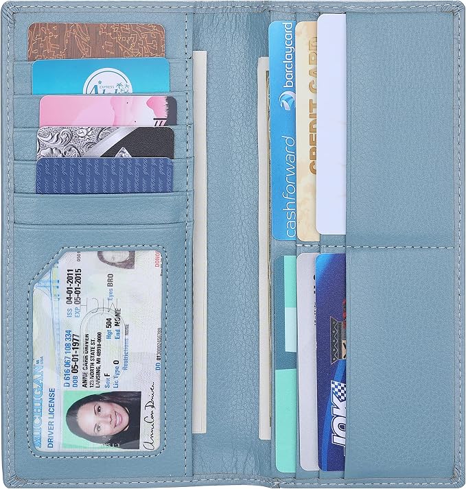 Ultra Slim Thin Leather Women Wallet RFID Blocking Credit Card Holder Bifold Long Ladies Billfold by Lavemi