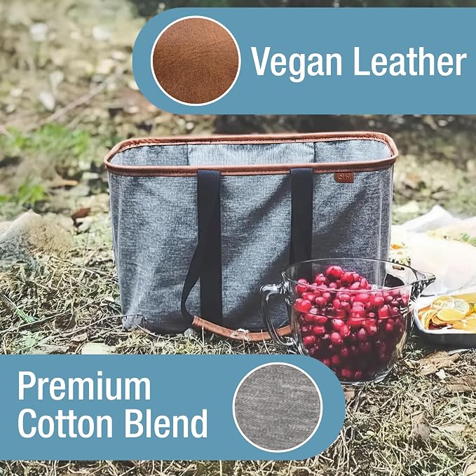 CleverMade Collapsible Tote LUXE, 30L Structured Tote Bag with Handles | Pack It All Without the Floppy-Bag Fight | Steel Rim Stays Open, Soft Grips Carry 30 lb, and Tote Folds to 1.5 Inches - Image 4