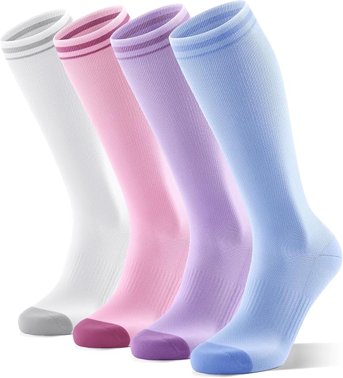 FITRELL 4 Pairs Compression Socks for Women & Men, 15-20mmHg Circulation Support for Athletic Travel Daily Wear - Image 8