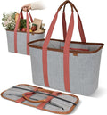 CleverMade Collapsible Tote LUXE, 30L Structured Tote Bag with Handles | Pack It All Without the Floppy-Bag Fight | Steel Rim Stays Open, Soft Grips Carry 30 lb, and Tote Folds to 1.5 Inches by CleverMade