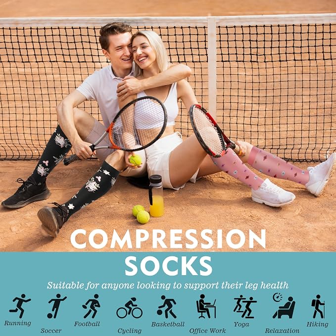 Compression Socks for Women & Men 6 Pairs | 20-30 mmHg Breathable & Moisture-Wicking Comfortable & Skin-Friendly Knee High Support Socks for Nurse, Travel, Pregnancy - Image 6