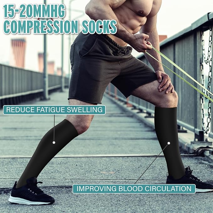 3 Pairs Compression Socks for Women & Men 15-20 mmHg- Best Support for Nurses, Running, Hiking, Recovery & Flight Socks - Image 3