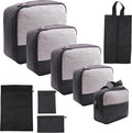 DoubleTrip 9-Piece Black Travel Organizer Set with 4 Packing Cubes, Cosmetic Organizer, Shoe & Electronics Pouches, and Accessories & Laundry Bag for Luggage Storage & Travel Essentials by DoubleTrip