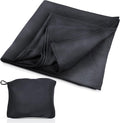 Super Soft Jersey Airplane Travel Blanket for Your Flight, Car, Camping, Home or Comforting Warmth Anywhere! Large in Size at 50"x 50" and Includes a Bag! - Black by Cl%C3%B6udz