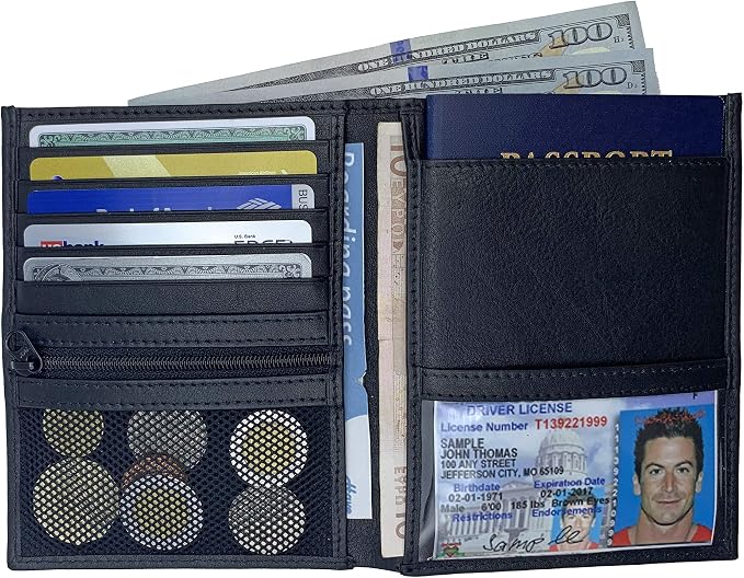 Black RFID Genuine Leather Passport Wallet - Image 3