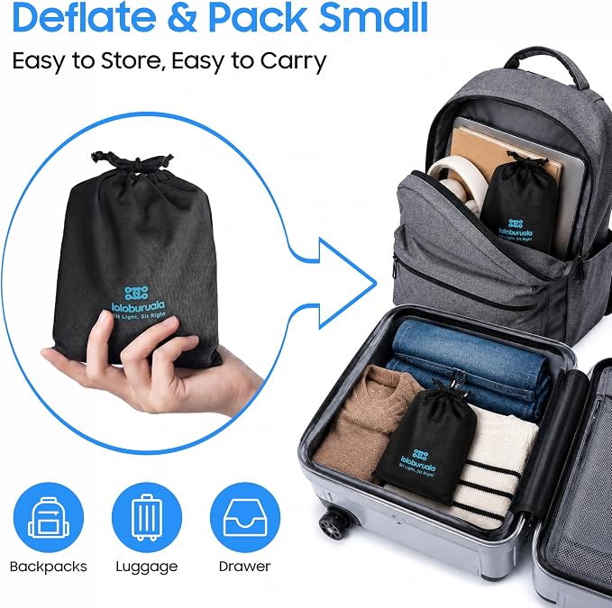 Portable Inflatable Seat Cushion, Ergonomic Pad with TPU and Soft Lycra Fabric, Foldable Lightweight Travel Cushion for Outdoor Use, Quick Inflation & Deflation Design with Storage Pouch - Image 6