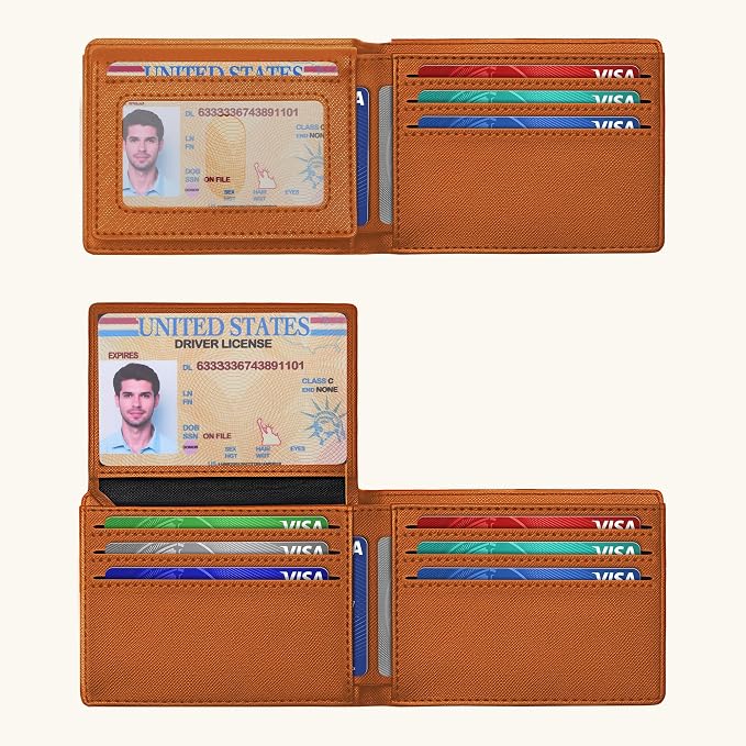 Tipmile Wallet for Men Slim RFID Blocking Credit Card Holder, Minimalist Men Wallets 12 Cards with 2 ID Windows & Cash Slot, Bifold Front Pocket Wallet Gifts for Men - Image 8