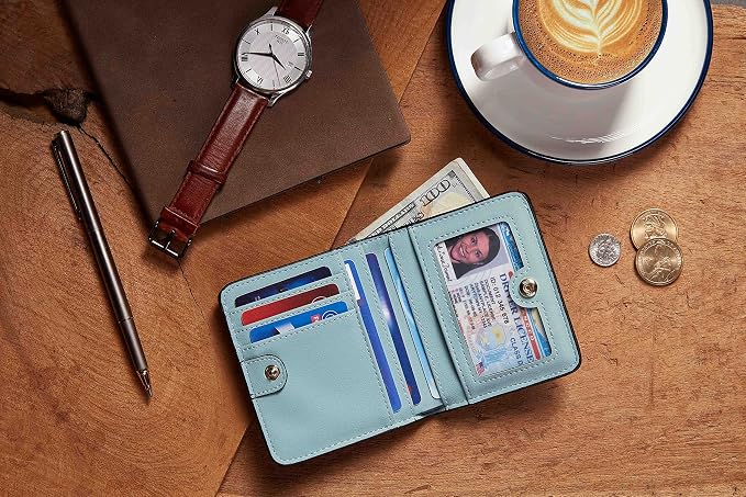 Gostwo Small Wallet for Women, Slim Bifold Credit Card Holder, Compact RFID Blocking Cash Wallet, Billfolds Thin Leather Zipper Pocket, Mini Wallet Gift for Ladies Teen Girls Travel with ID Window - Image 6