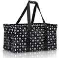 Extra Large Utility Tote Bag - Oversized Collapsible Reusable Wire Frame Rectangular Canvas Basket With Two Exterior Pockets For Beach, Pool, Laundry, Car Trunk, Storage - Dog Paw by Lucazzi