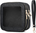 Pinkmik Double Layer Makeup Bag (Black, 2-Layer MINI) | Small Clear Makeup Pouch, Mini Travel Cosmetic & Toiletry Bag, Purse Organizer, Car Essentials for Women by Pinkmik