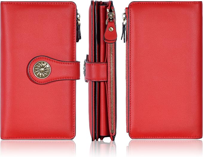 Travelambo Women's Wallet RFID Blocking Trifold Clutch Large Capacity Credit Card Holder Travel Purse - Image 6