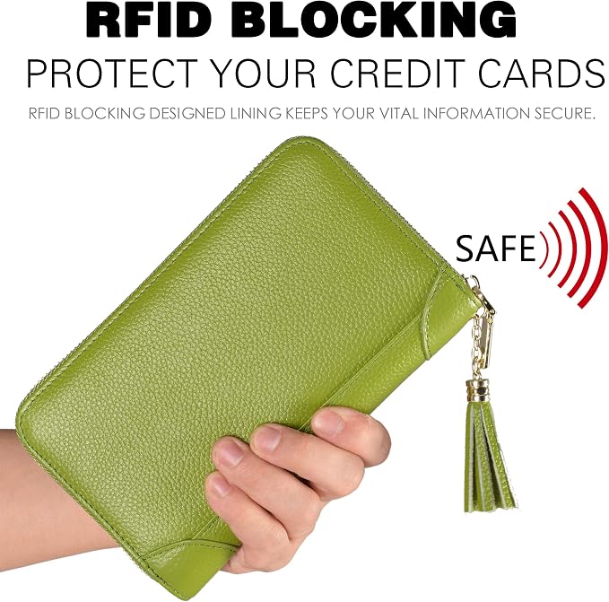 Easyoulife Credit Card Holder Wallet Womens Zipper Leather Case Purse RFID Blocking - Image 4