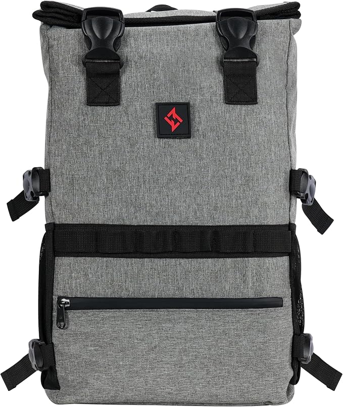 zazzy Smell Proof Bag with Combination Lock, Weather Resistant Lockable Smell Proof Backpack, Expandable Backpack Grey by Zazzy