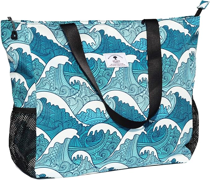 ESVAN LARGE BEACH BAG Water Resistant Lightweight 20 inch Women Oversize Tote Bag for Gym Beach Travel Pool Yoga Nurse by ESVAN