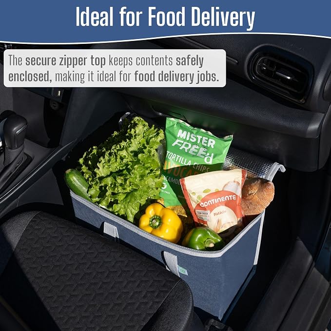 VENO 3 Pack Cooler Bag Insulated Grocery Bags for Food Delivery Heavy Duty | Large Collapsible Cooler, Reusable Shopping Tote w/ Zippers, Foldable, Stands Upright, for Picnic Camping (Dark Blue, 3 Pack) - Image 8
