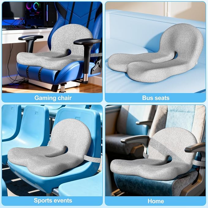 Truck Driver Seat Cushion, Memory Foam L-Shaped Ergonomic Cushion for Office Chairs, Comfort & Support for Long Sitting - Image 9