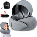 Travel Neck Pillows for Airplanes – Sleep Comfortably on Long Flights, Roadtrips, Home or Office. All-in-One Travel Sleep Kit with Hood, Eyemask and Earplugs by Unknown