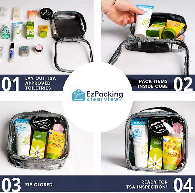 Clear TSA Approved 3-1-1 Travel Toiletry Bag for Carry On/Quart Size Transparent Liquids Pouch for Airport Security/Reusable See Through Vinyl & PVC Plastic Organizer Men Women (Black) - Image 6