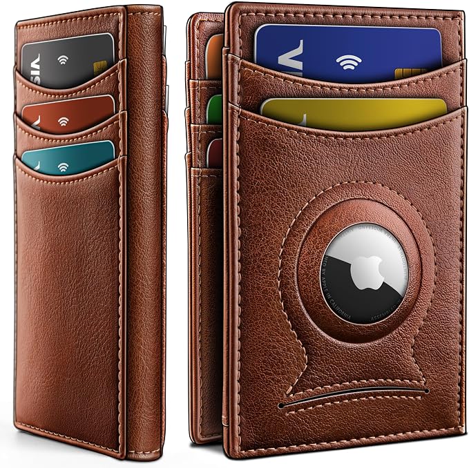 BULLIANT Magnetic Slim Leather Airtag Wallet Money Clip For Men 12Cards | RFID Blocking | Easy Access | Gift Boxed | Pocket Fit by BULLIANT