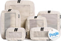 Compression Packing Cubes for Travel, 6-Pack, Beige | Solves overpacking, 6-Piece set fits most suitcases, 50% Space savings, Compression luggage organizer bags by Aerotrunk