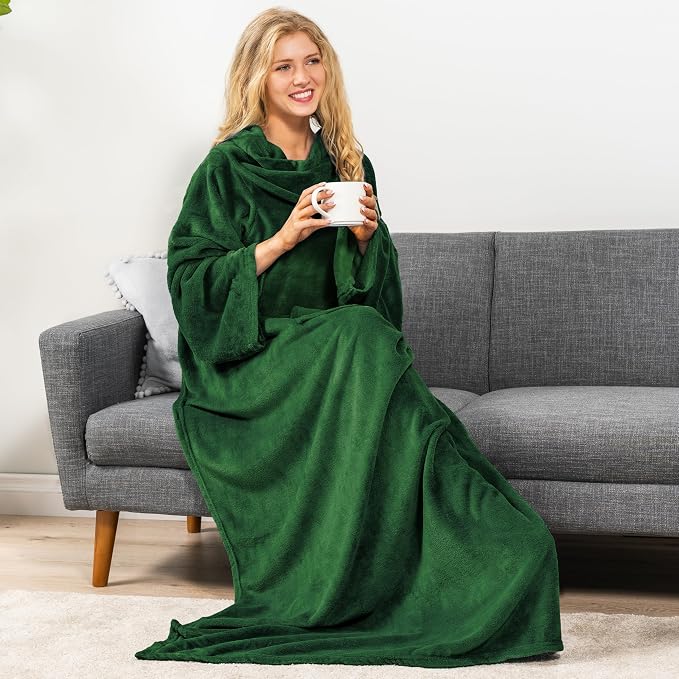 PAVILIA Wearable Blanket with Sleeves for Adult Women Men, Cozy Fleece Warm Wrap Throw with Arms, Gifts for Christmas, Wife - Image 7