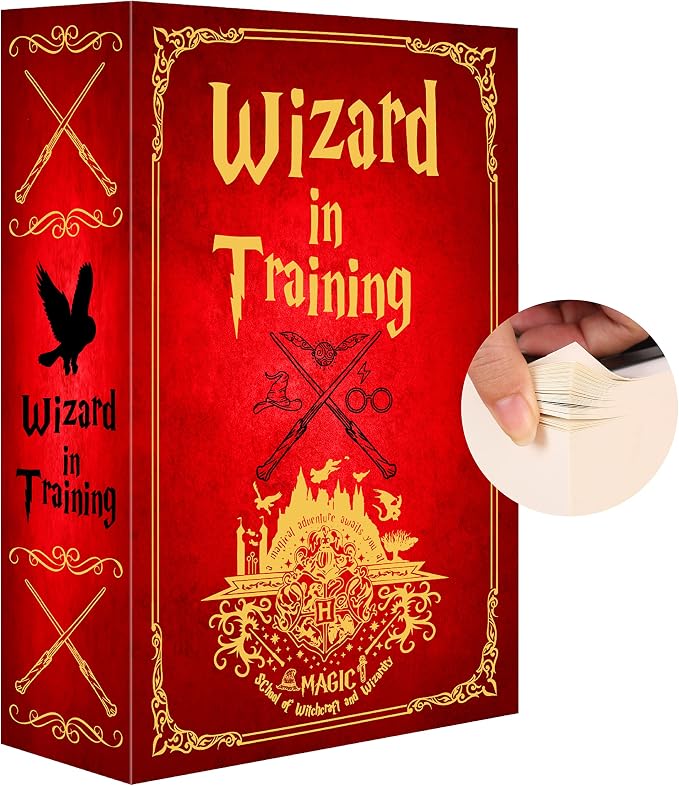 Wizard in Training Book Safe with Real Pages, Magical Diversion Book Safe Lock Box with 3-Digit Combination Lock, Cool Secret Compartment Money Storage Box for Cash and Valuables,9.3''x6.0''x2.3'' by Ulixu