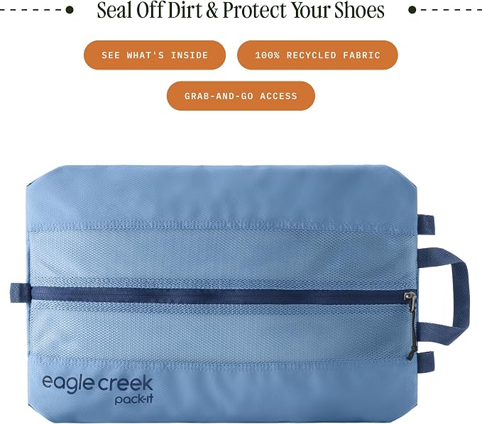 Eagle Creek Pack-It Reveal Shoe Sack, Blue Dawn | Breathable Shoe Storage Sack for Optimizing Luggage Space, Lightweight, Washable, Ventilated, Quick-Drying Material - Image 2