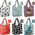 BeeGreen Dog Reusable Shopping Bags Cute Grocery Bag 6 Pack, Christmas Gift Bags Heavy-Duty Foldable Shopping Totes for Supermarket, Work & Travel, Large Washable Polyester Tote Bag with Handles by BeeGreen