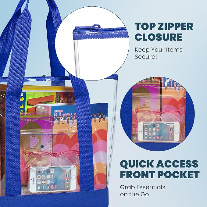 Handy Laundry Clear Tote Bag - Zipper Closure, Long Shoulder Strap, Fabric Trimming. - Image 4