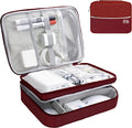 Electronics Organizer,Travel Cord Organizer Pouch,Cable Organizer Bags | Waterproof Electronic Accessories Storage Case for Cables, Cords, Charger, Phone (Three Layer-Winered) by Miavers