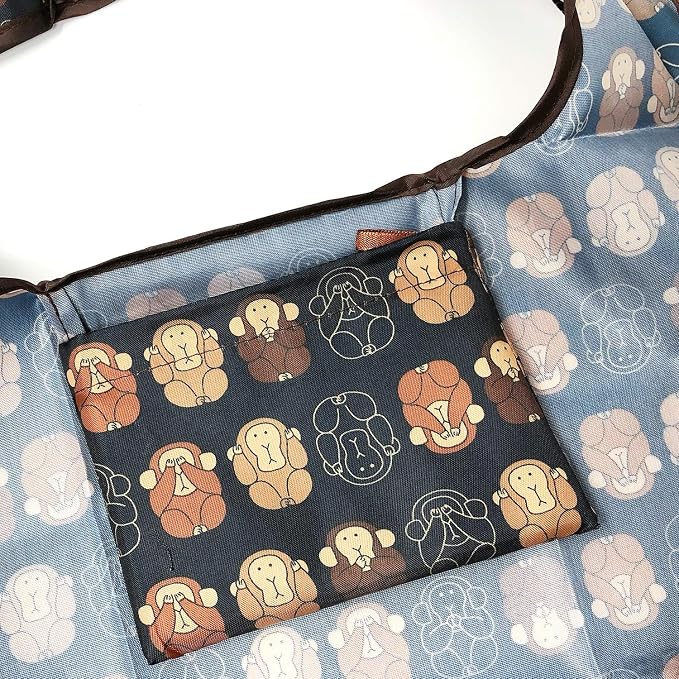 allydrew Large Foldable Tote Nylon Reusable Grocery Bags, Monkey Business - Image 4
