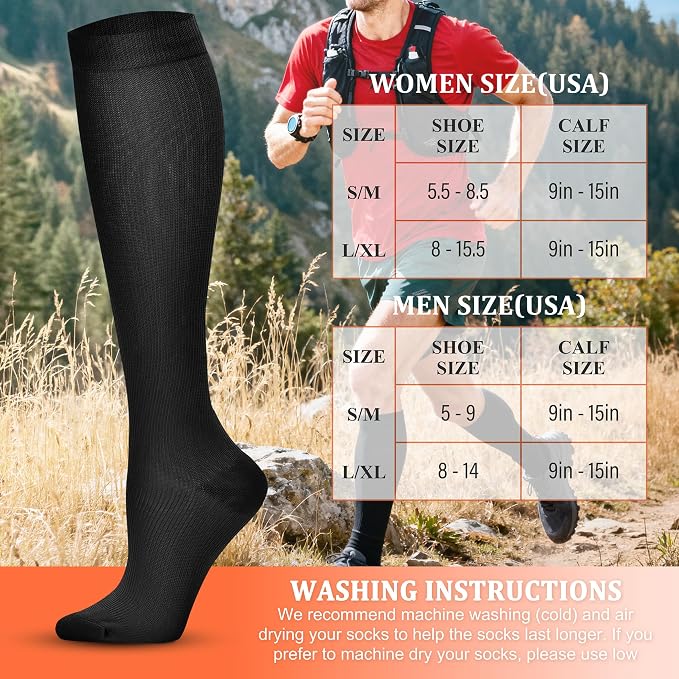 FEYHAY Copper Compression Socks (8 Pairs) 15-20 mmHg Circulation is Best Athletic & Daily for Men & Women, Running, Climbing - Image 7