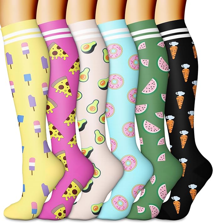 CHARMKING 6 Pairs-Compression Socks for Women & Men Circulation Best Support for Nurses, Running, Athletic,Flight Travel by CHARMKING